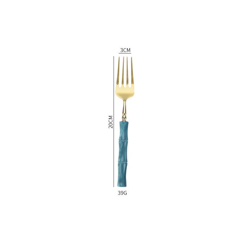 ZISIZ Acrylic Bamboo Handle Western Cutlery Set