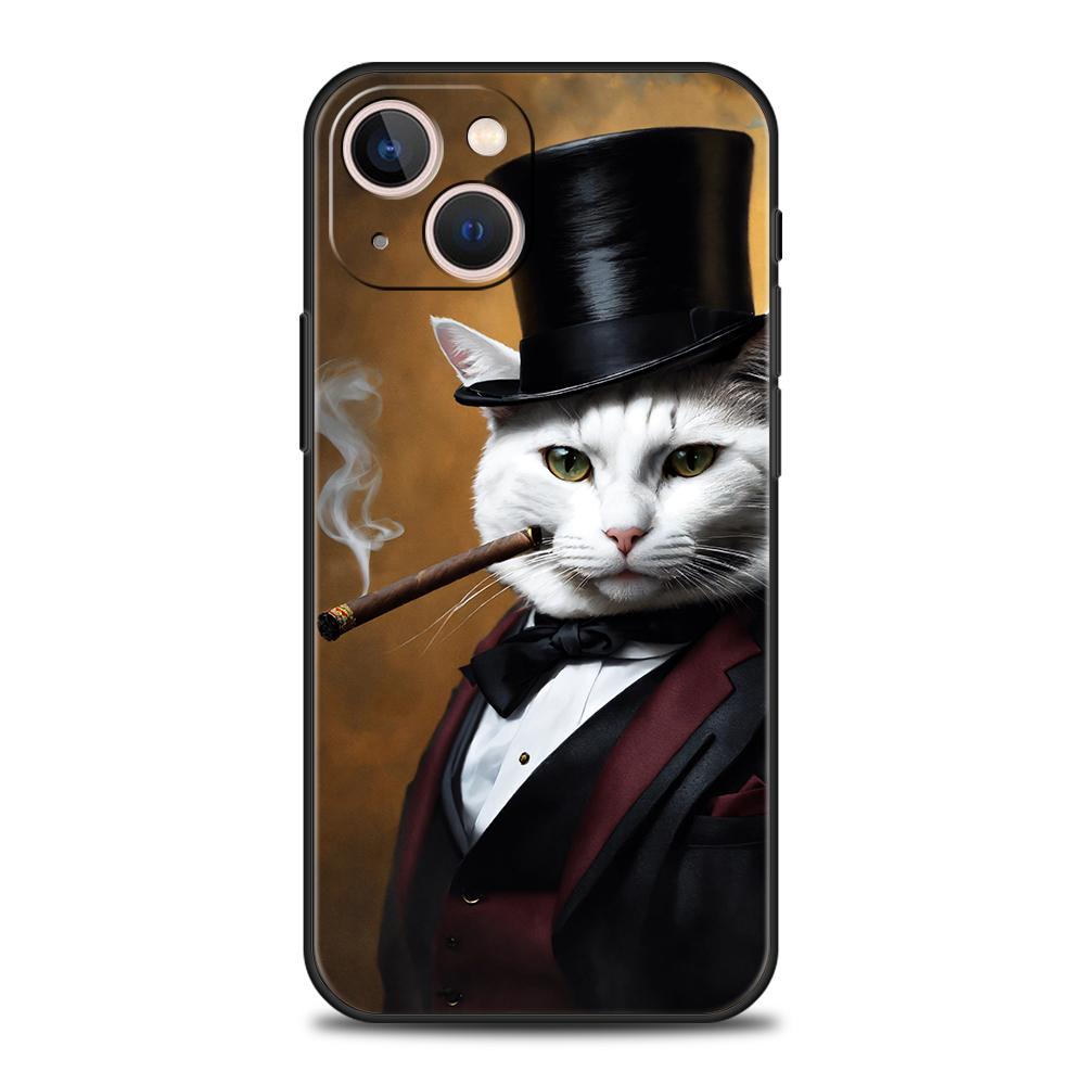 

Phone Case Cover for iPhone 17 16 15 14 13 12 Pro Max 11 Pro Max 17AIR Plus Shockproof Soft TPU Shell Fashion Kitten Smoking Bag iPhone 15 Pro