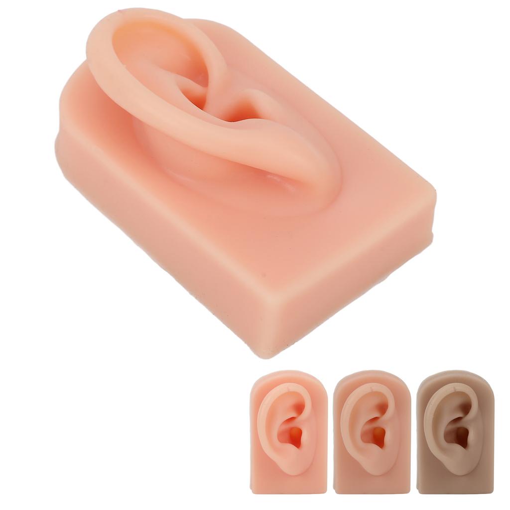Silicone Ear Model Soft Flexible Right Ear Reusable Human Ear Model for Ear Piercing Training And Ea