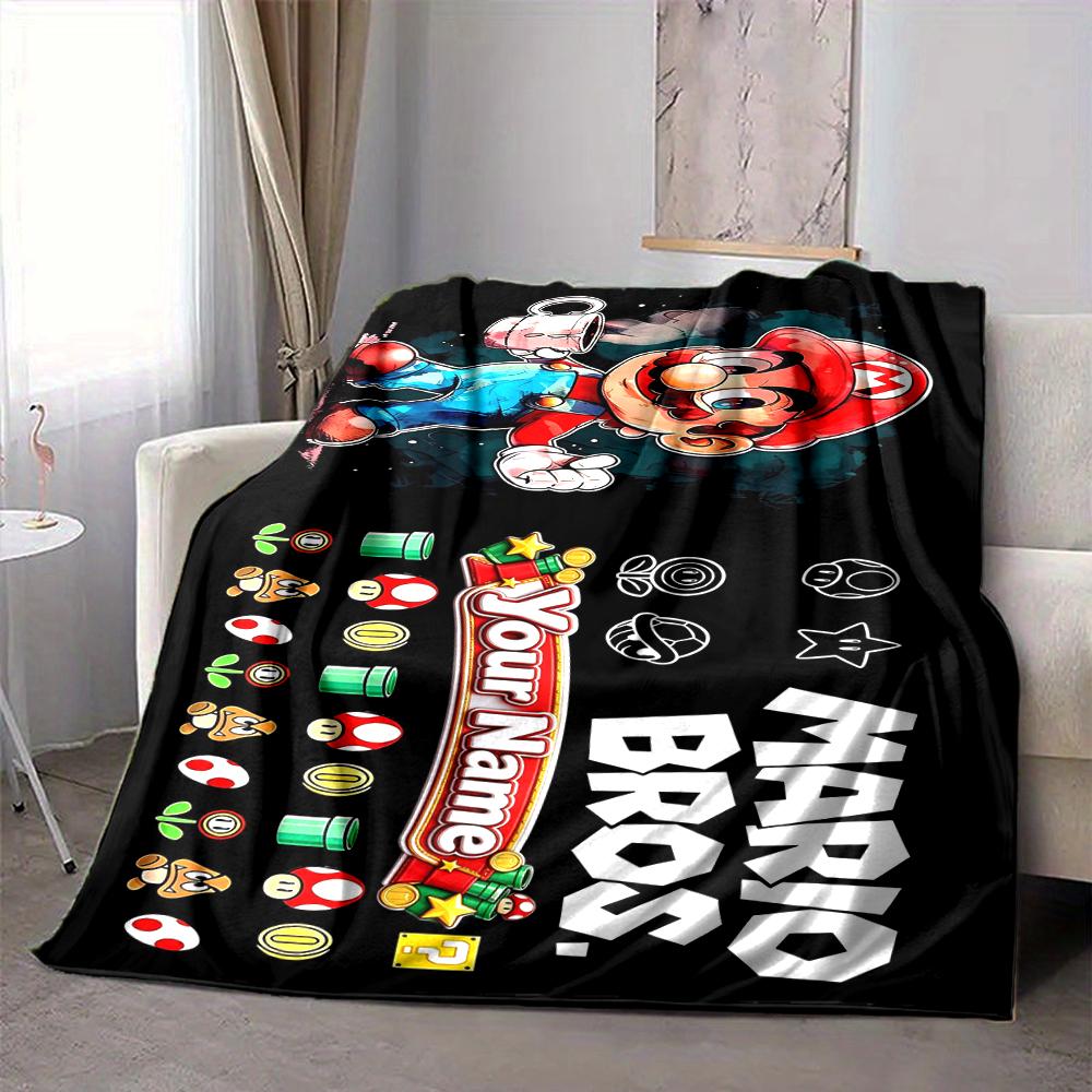 Custom 1Pc Retro Super Mario Bros Flannel Fleece Blanket Soft Warm Throw Blanket for Sofa Bed Couch Home Decor Travel Nap Blanket Xmas Gift Q1192