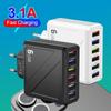 3.1A 6-Port USB Charger with EU, US, UK, KR Plugs for Mobile Devices