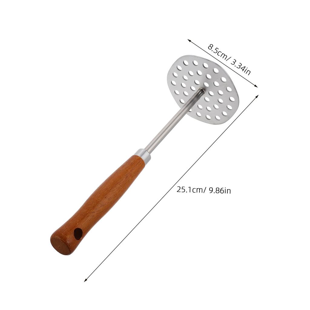 Professional Stainless Steel Potato Masher Ergonomic Wood Handle Mashing Potatoes Vegetables Fruits Effortless Smooth Results