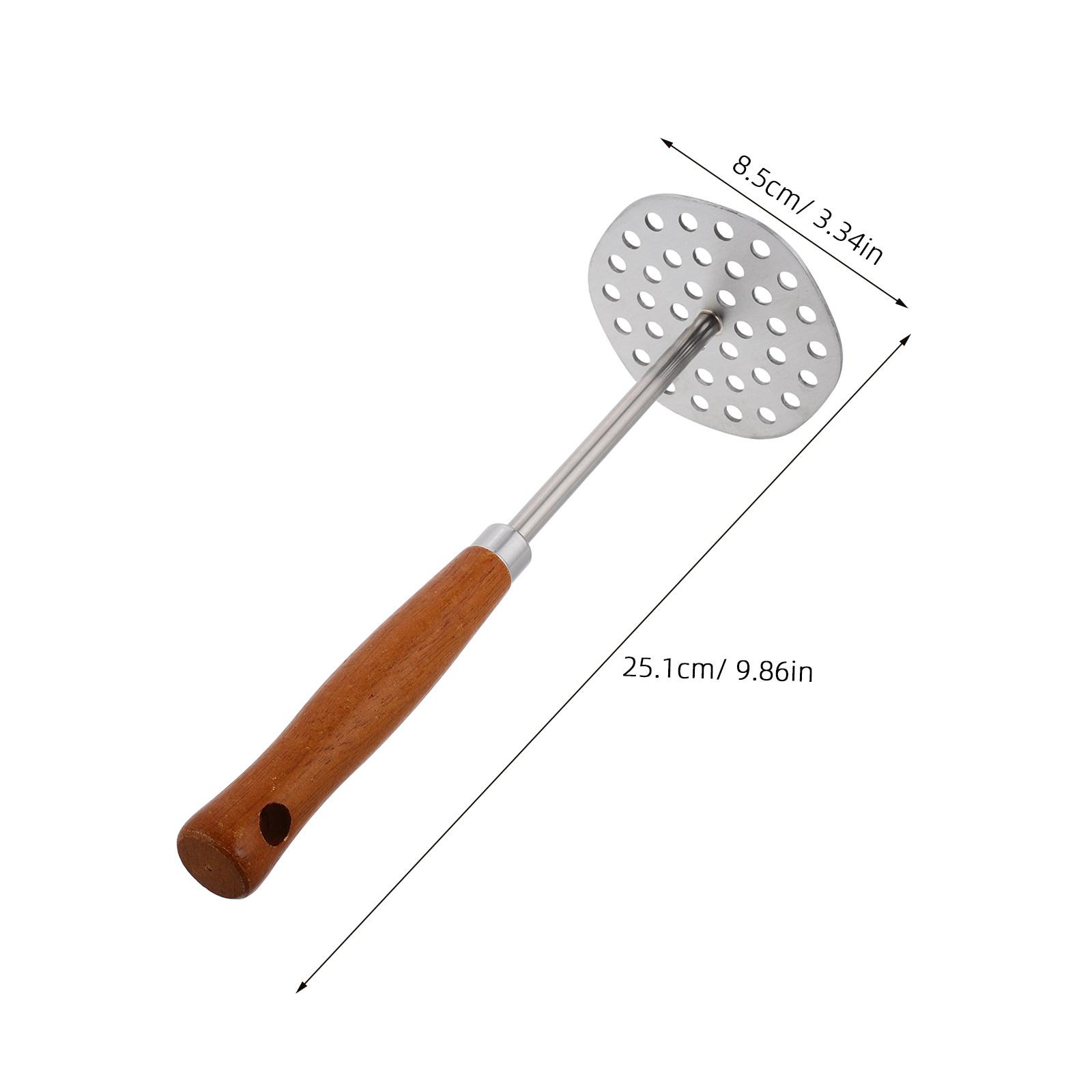 

Professional Stainless Steel Potato Masher Ergonomic Wood Handle Mashing Potatoes Vegetables Fruits Effortless Smooth Results