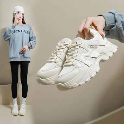 Buty dla taty damskie wiosenne nowe Ins Style modne buty dla studentów grube dno zwiększone rekreacyjne trampki