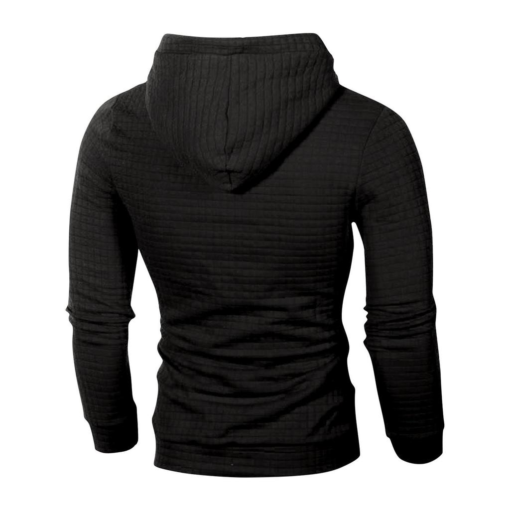 Men's Casual Solid-color Checkered Hoodie, Long-sleeved Hoodie, Sweatshirt And Jacket