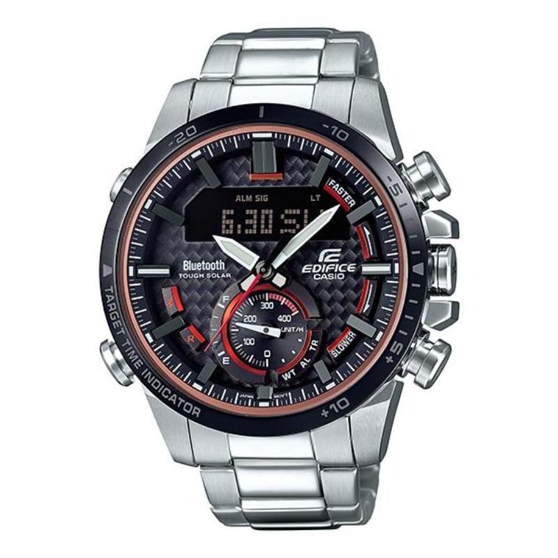 Casio Men s Stainless Steel 100M Water Resistant Quartz Watch ECB-800DB-1A чёрный