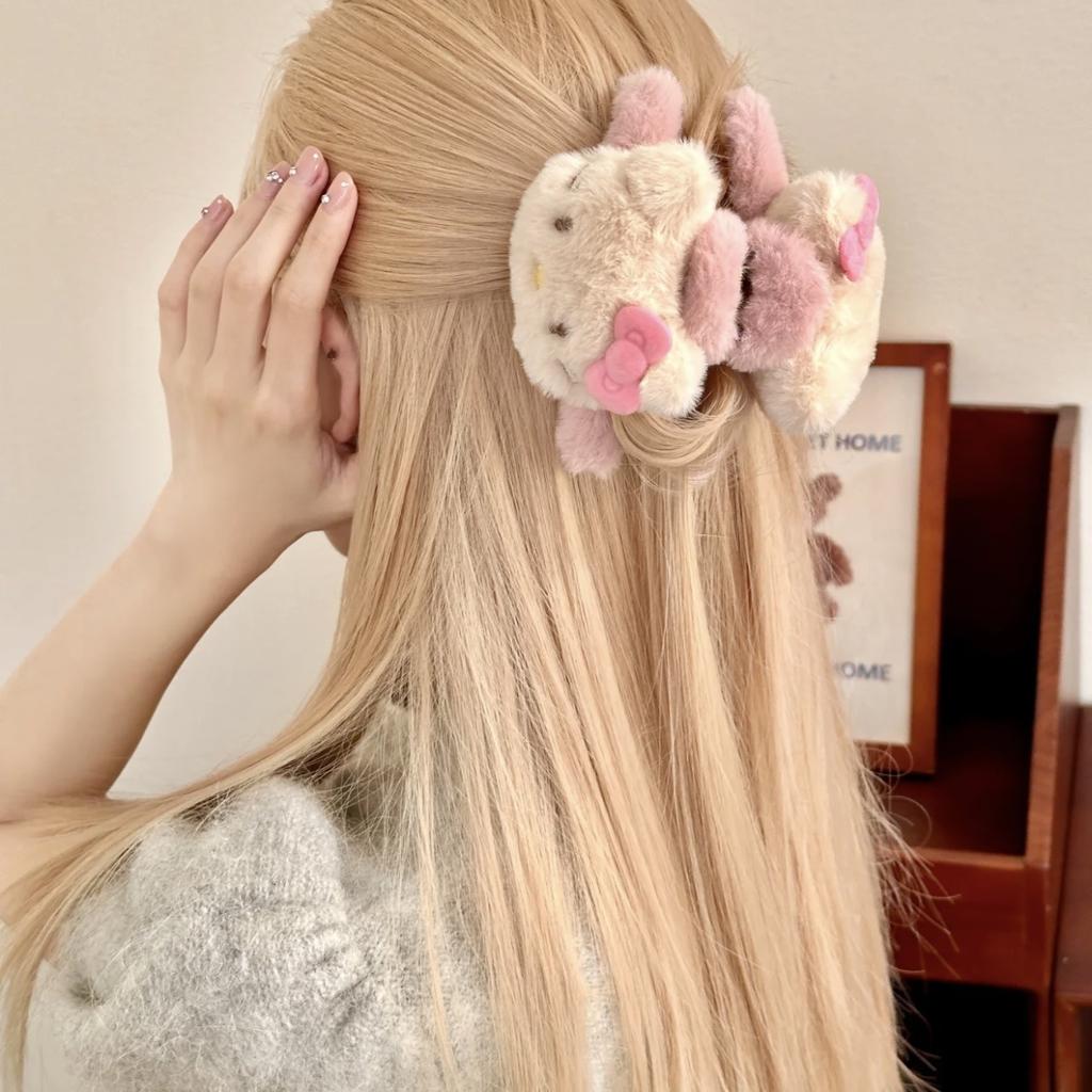 Cute Anime Kitty Cat Plush Hair Claw Shark Clip Barrettes Crab Hair Clips For Women Hairgrips Autumn Winter Hair Accessories