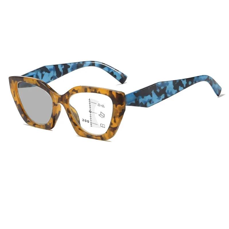 Smart Outdoor Color Changing Sunglasses for Presbyopia Vintage Women Cat Eye Multifocal Reading Eyeglasses Finished Plus Eyewear