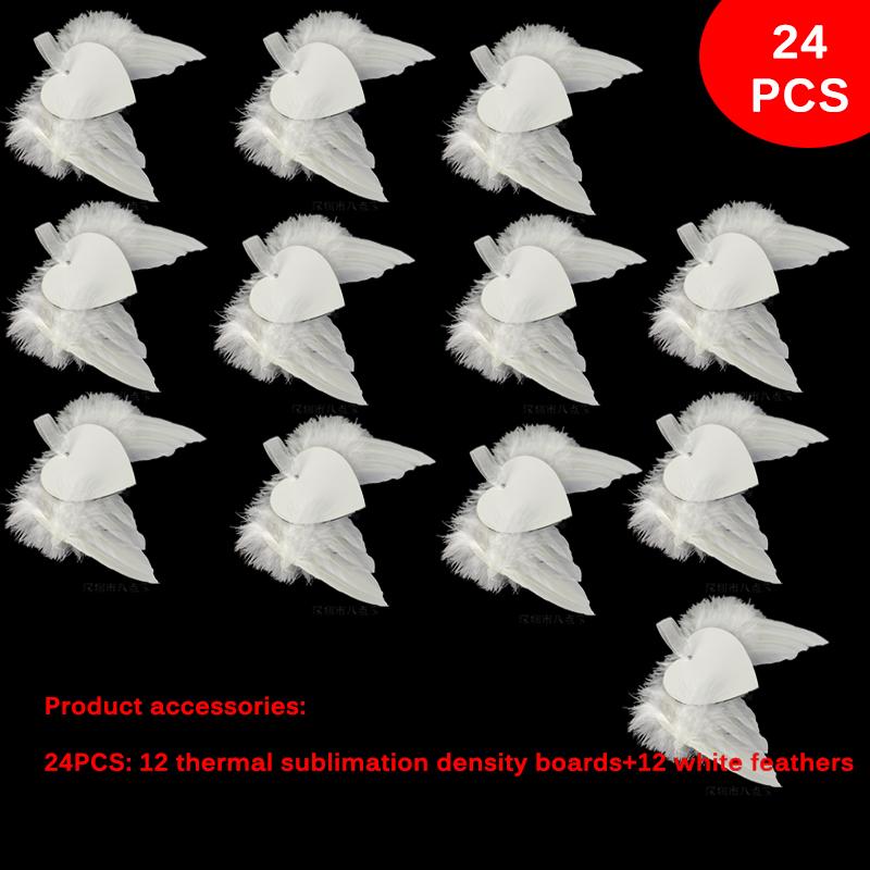 24x White Angel Wings Christmas Feather Baubles XMAS Tree Hanging Ornament Decor