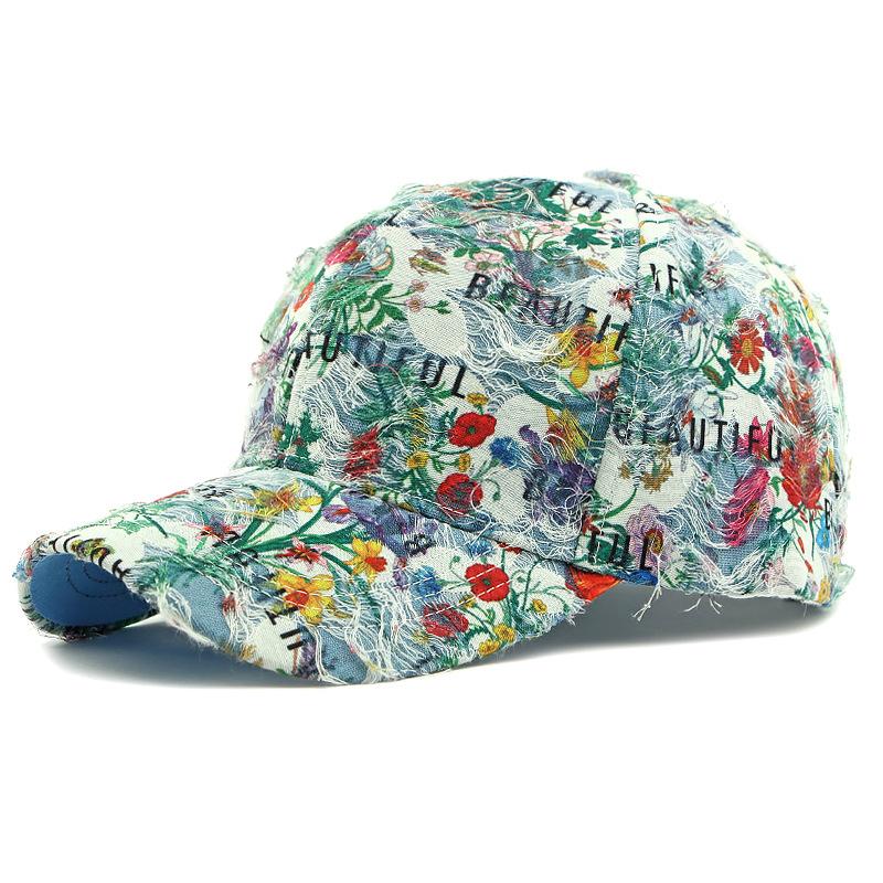 

Printed Hat Women Baseball Cap Outdoor Sun Protection Hat Flower Cap білий