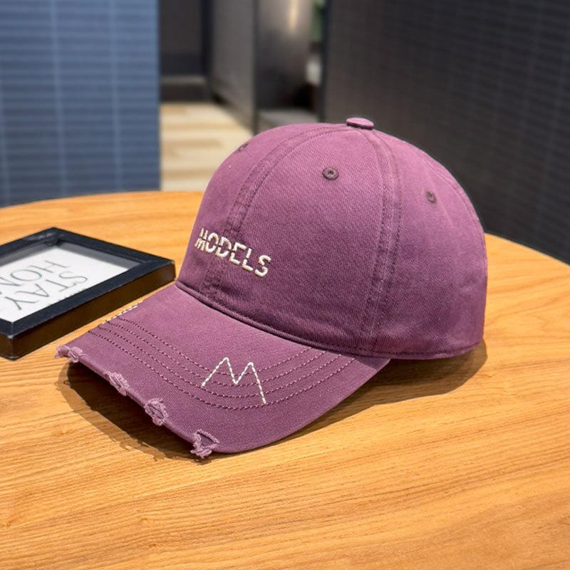 Baseball Cap Broken Brim Embroidery Letter Hat Female Peaked Cap Male Face Small Spring and Autumn Wide Brim
