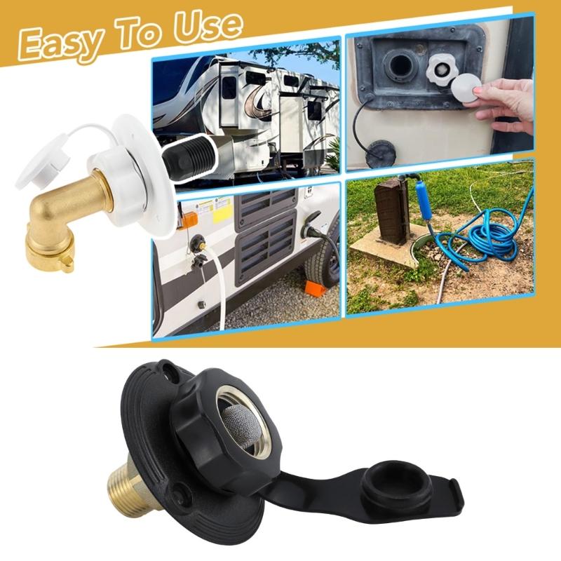 Flange Motorhomes Water Connection Inlet 3/4NH Female to 1/2 NPT Male with Check Valves Suitable for Campers Trailer