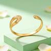 Irregular Cuff Bracelet for Women,Stainless Steel Textured Open Geometric Bangle Bracelets,18K Gold Plated Jewelry Gift
