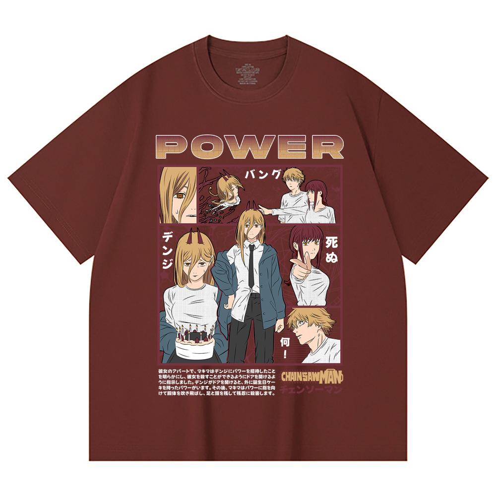 230 g/m² 100% Baumwolle Kettensägenmann V1 Power Print Unisex Schweres Baumwoll-T-Shirt