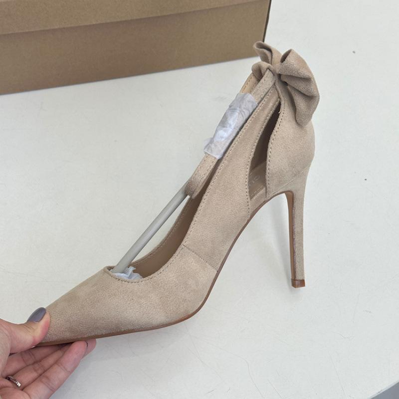 

Женские модные универсальные французские туфли-стилеты с острым носком из замши с ремешком на щиколотке, легкие и удобные 8 38 абрикосовый