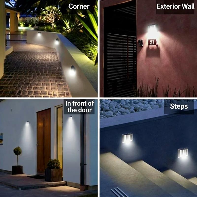 2PCS Solar Fence Light Solar Garden Light Outdoor Solar Wall Light Solar Deck Light Waterproof For Garden Patio Yard Decor
