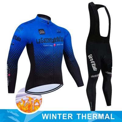 Maillot de cyclisme Tour de Giro d'Italie 2024 Ensemble de cyclisme en polaire thermique d'hiver à manches longues Vêtements de cyclisme VTT Vêtements de vélo Combinaison de cyclisme