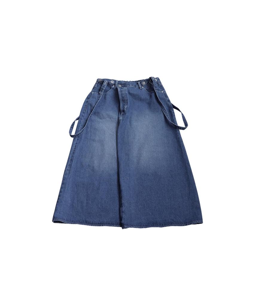 Antiqua Denim Overall Solid Size Denim Women's Skirt, Long, Color, 32, Medium, Blue, PL-00050