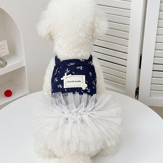 huaqianguhh White Tutu Dog Dress, Floral Sleeveless Princess Style Summer Pet Outfit for Small Dogs Teddy Bichon Frise