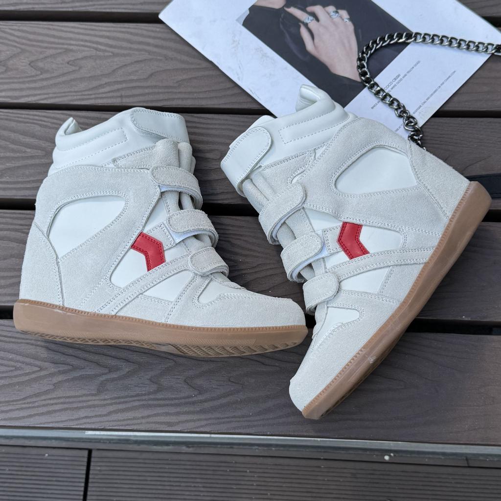 Invisible inner height increase high-top shoes women's shoes autumn color matching round head Velcro sports casual shoes hiking shoes