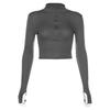 Solid Color Casual T-shirt Women Long Sleeves Turtleneck Crop Tops Sexy Simple Style Party Club Spring Summer New