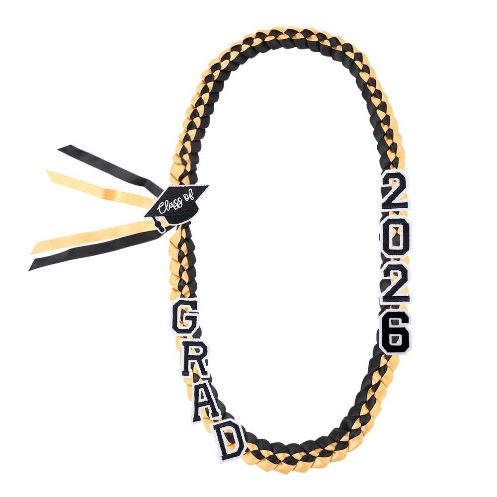 

Lustrous Silk Fabric Graduation Ribbon Lei Senior Year Garland School Spirit Celebration Style 6