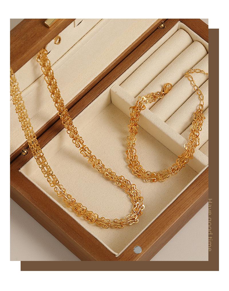European & American Ins-Style High-End Light Luxury Butterfly Necklace & Titanium Steel Bracelet Set