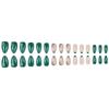 European & American Green Snowflake French Almond Nails - Wearable, Removable, 30-Piece Christmas Set