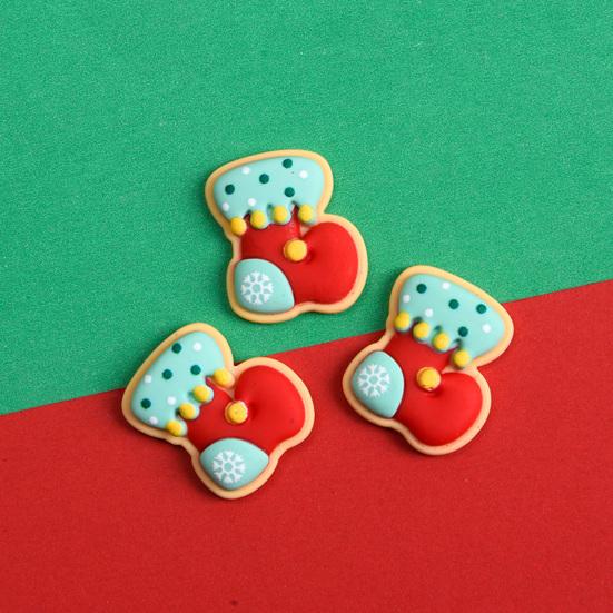 10Pcs Christmas Resin Accessories Cute Santa Claus Snowman Elk Christmas Tree Flat