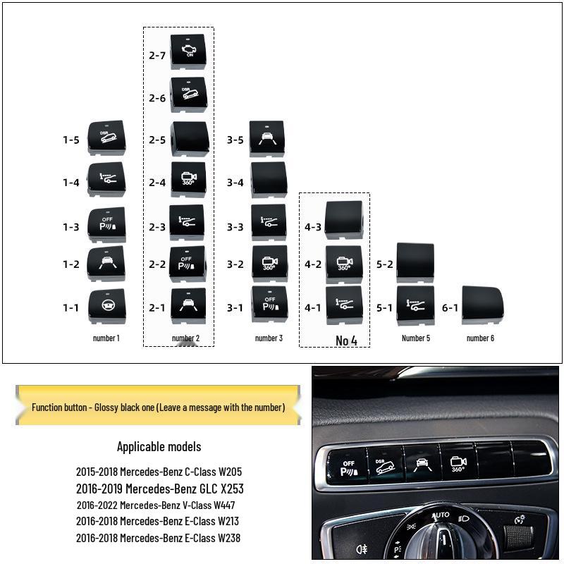 

Совместимая кнопка главного водителя и вспомогательная кнопка для Mercedes-Benz C-класса, E-класса, GLC, W205 Радар