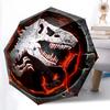 1pc Dragon, dinosaur pattern Umbrella Portable Folding Umbrella Iron Frame Hole Bone Structure Outdoor Home Umbrella