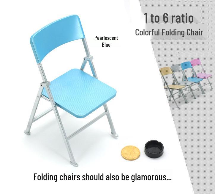 1/6 Scale Colorful Folding Plastic Chair for Doll or Soldier Models