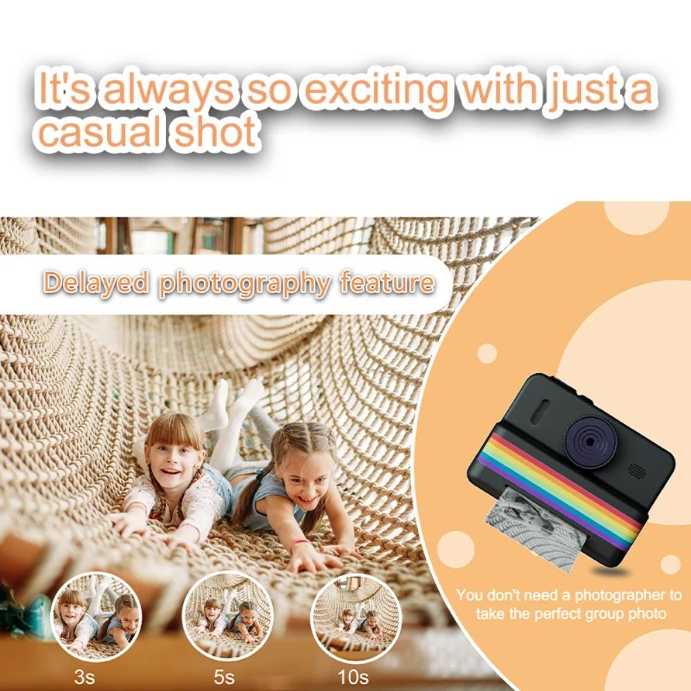 2.8-inch screen instant printing toy camera with 32GB SD card, 3 rolls of printing paper, portable high-definition camera, insta