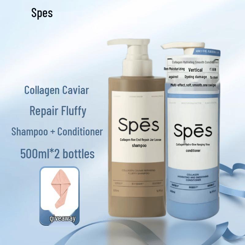 Spes Collagen Volumizing Shampoo & Conditioner Set with Hair Cap