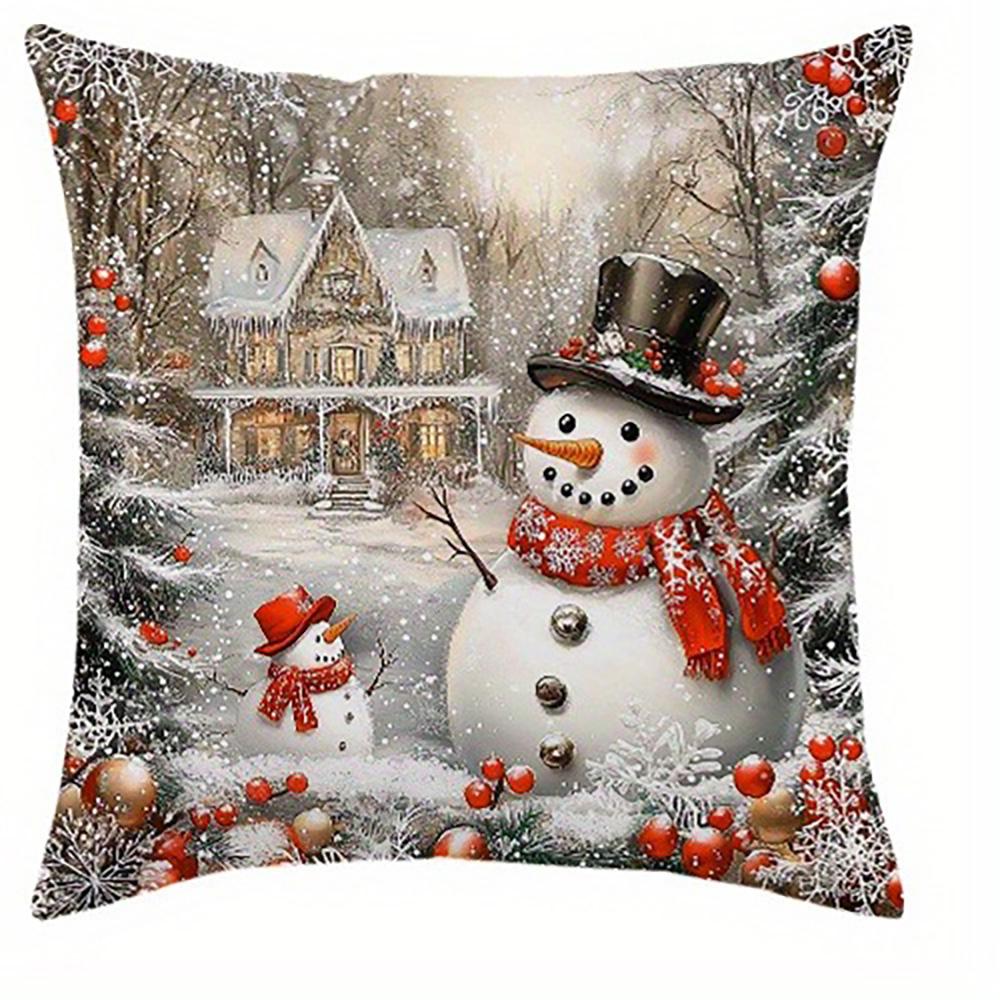 

Рождественские наволочки с узором снеговика: Праздничный зимний домашний декор, наволочка для диванной подушки, украшение дома, новогодний подарок 16x16Inch