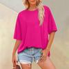 Women Summer Fashion Solid Color T Shirts Loose Scoop Neck Short Sleeve Tops Blouse