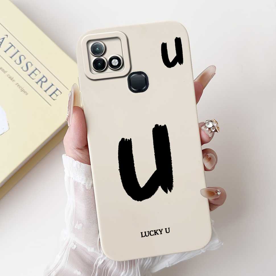 For Infinix Hot 10i X659B Case White Lucky Letters A-Z Soft Silicone Cover For Infinix Hot10I Smart 5 Pro 6.52 " Phone Cases