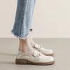 Low Heel Elegant Loafers Ladies Pumps Round Toe Women's Shoes Pearl Stylish on Sale Summer 2025 Spring Slip Luxury Brand Dress