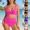 Damskie Bikini z Wysokim Stanem Kostiumy Kąpielowe Modelujące Brzuch Dwuczęściowe Kostiumy Kąpielowe dla Kobiet