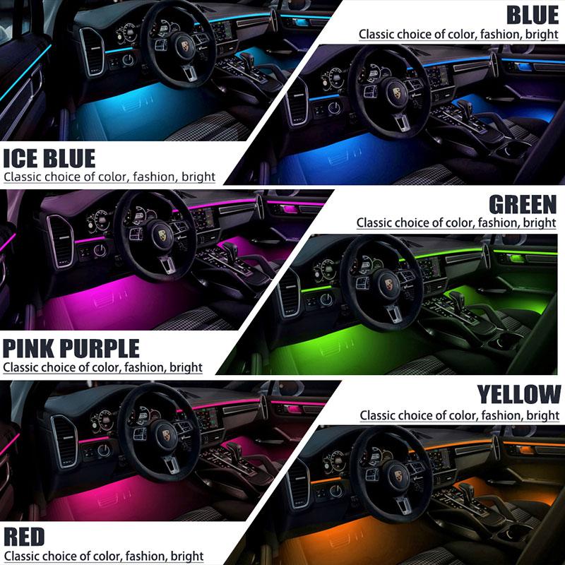 18 in 1 RGB LED Car Ambient Decoration Atmosphere Light Interior Acrylic Strip Light By App Control Decorative Lamp Universal