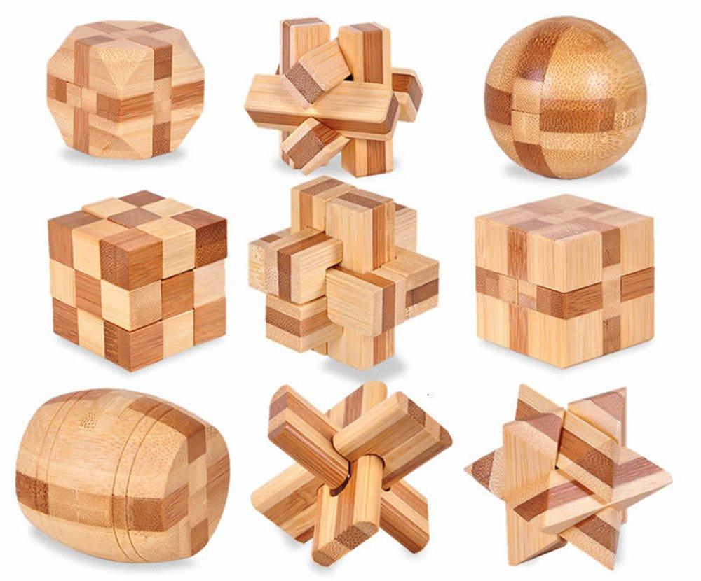 Chonor Brain Teaser IQ Test 3D Wooden Puzzle Toys, 12 Pieces Set, Brain Mind Teaser Puzzle Gift for Adults & Kids