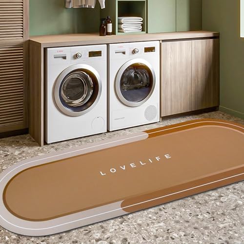 Anti Slip Absorbent Quick Drying 3mm Thick Rubber Backed Oval Modern Diatomaceous Mud MH Machine Washable Foot Mat Bathroom