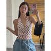 Transitional Sexy European and American New Fashion Gyaru Sexy Polka Dot Print All-Match Backless V-neck Hanging Neck Tight Vest