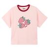 Girls' Color-Block Strawberry Print Cotton T-Shirt