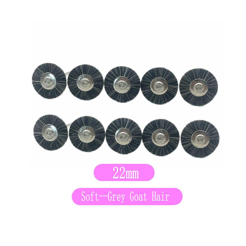 10 Stück/Beutel 2,35 mm Polierbürstenrad Zahnlabor Materialien Weiches Weißes Ziegenhaar/Ponyhaar/Borsten Rotationswerkzeuge Niedrige Geschwindigkeit Puffer