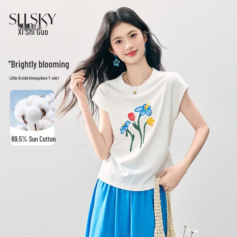 Sllsky Women s Floral Print T-Shirt 2XL