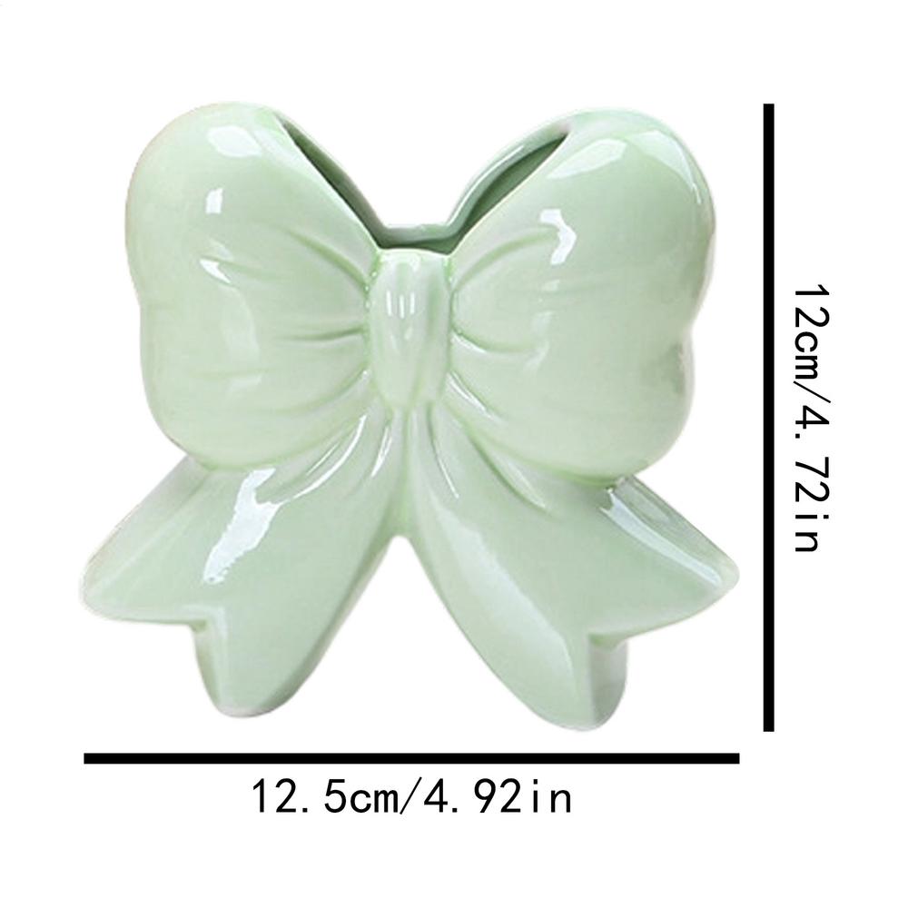 Modern Pink Ceramic Bow Vase Bow Knot Accent Handcrafted Ceramic Vase Simple Style Flower Vase Home Interior