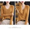 Women's 100% Pure Wool V-Neck Cardigan - Solid Color, Button-Up, Loose Fit Knitwear