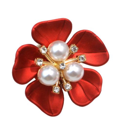 Flower Cufflinks Faux Pearl Rhinestone Flower Button Covers for Women Dress Shirts Crafting DIY Embellishments Gifts