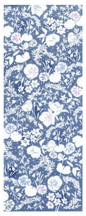 Todaya Shoten Rienzome Tenugui Snowflakes and Tit (hand towel) - Long-tailed синий